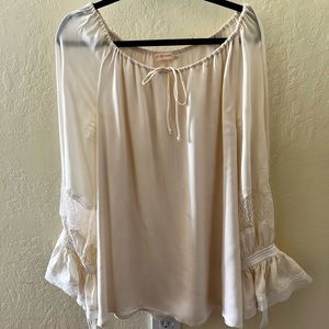 Tory Burch Blouse - long sleeve cream silk and lace